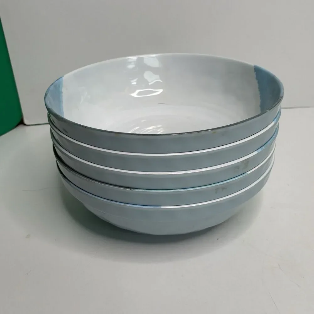 Nautica Watercolors Blue Melamine 5 Pasta/Soup Bowls